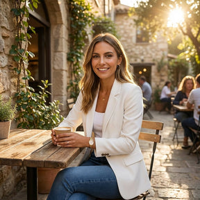 Women's Classic Tailored Single-Button Blazer | Marie in Beige - Juana Fashion