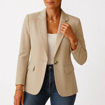 Women's Classic Tailored Single-Button Blazer | Marie in White - Juana Fashion