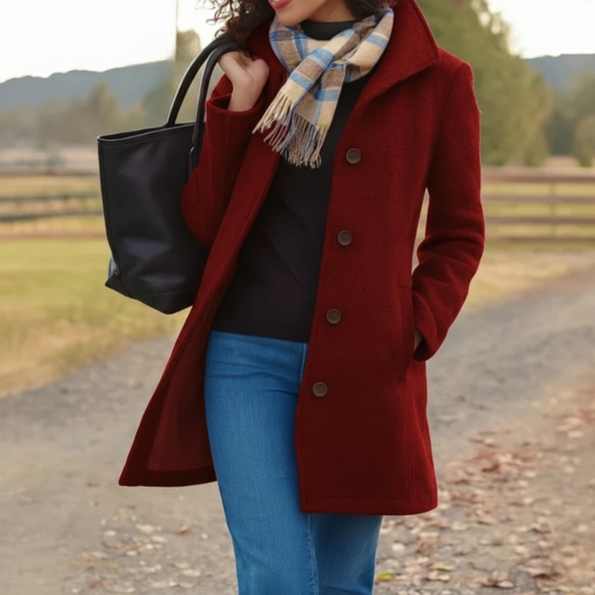 Women's Classic Mid-Length Button-Front Coat | Charlotte in Gray - Juana Fashion
