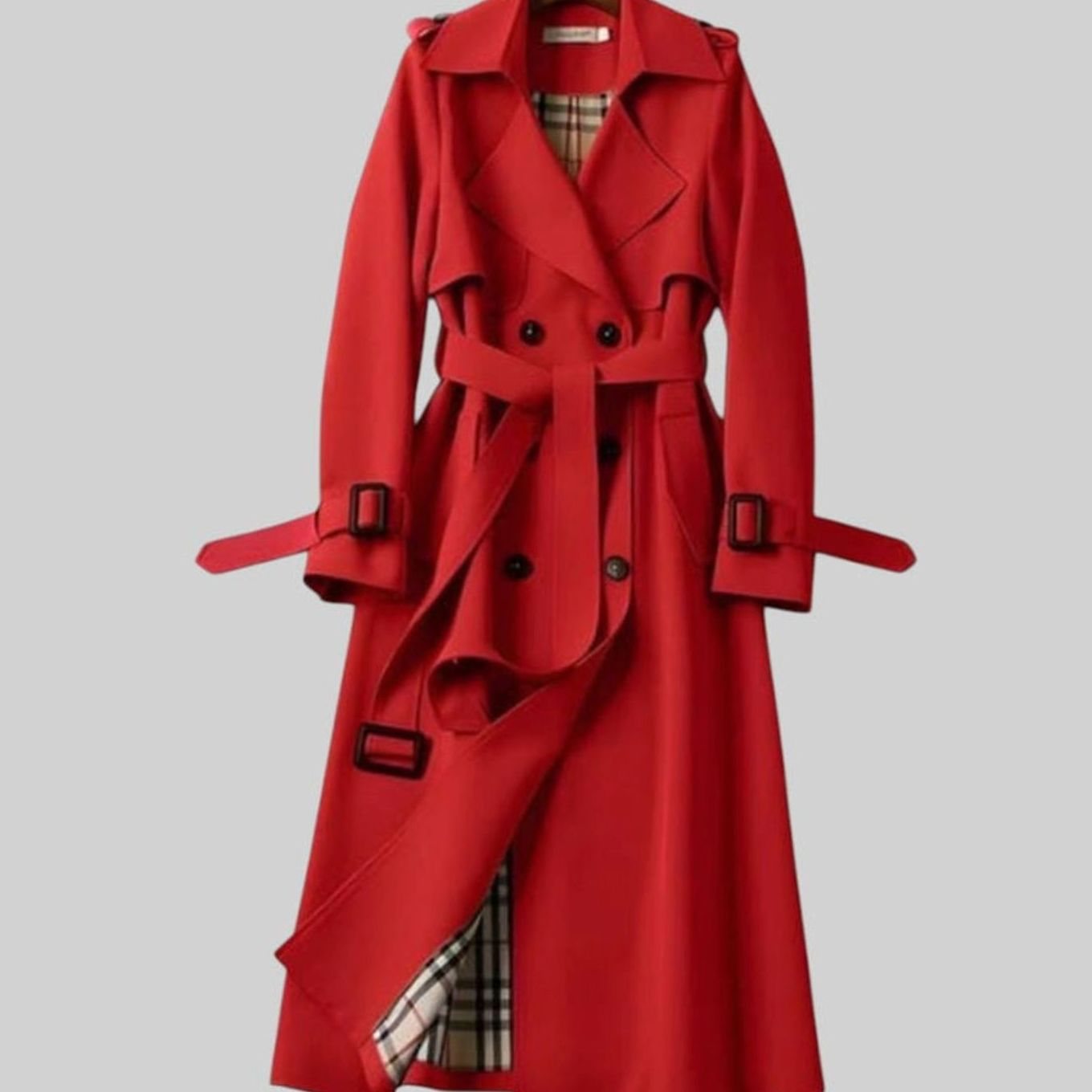 Women's Classic Belted Winter Trench Coat | Frieda in Khaki - Juana Fashion