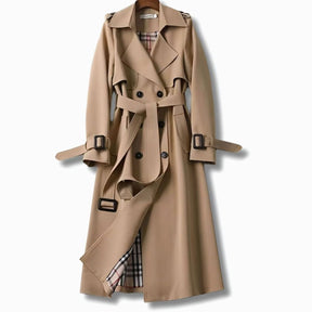 Women's Classic Belted Winter Trench Coat | Frieda in Khaki - Juana Fashion