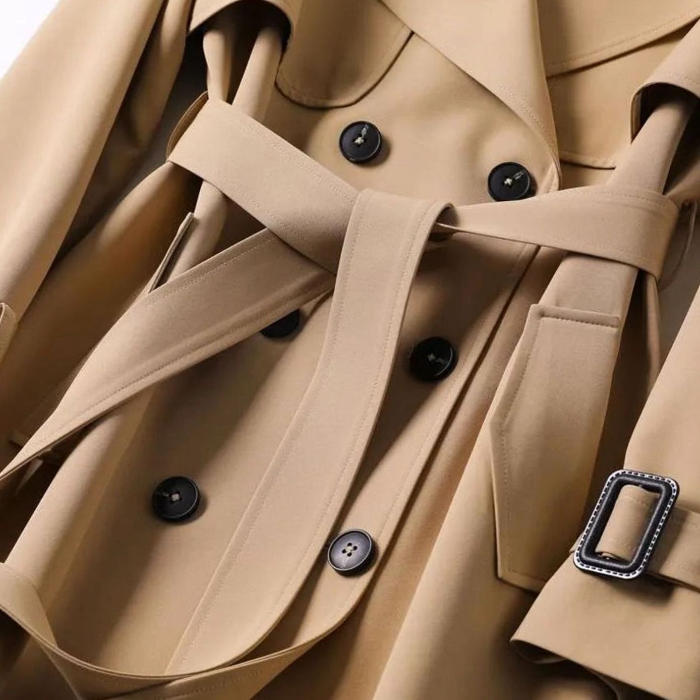 Women's Classic Belted Winter Trench Coat | Frieda in Black - Juana Fashion