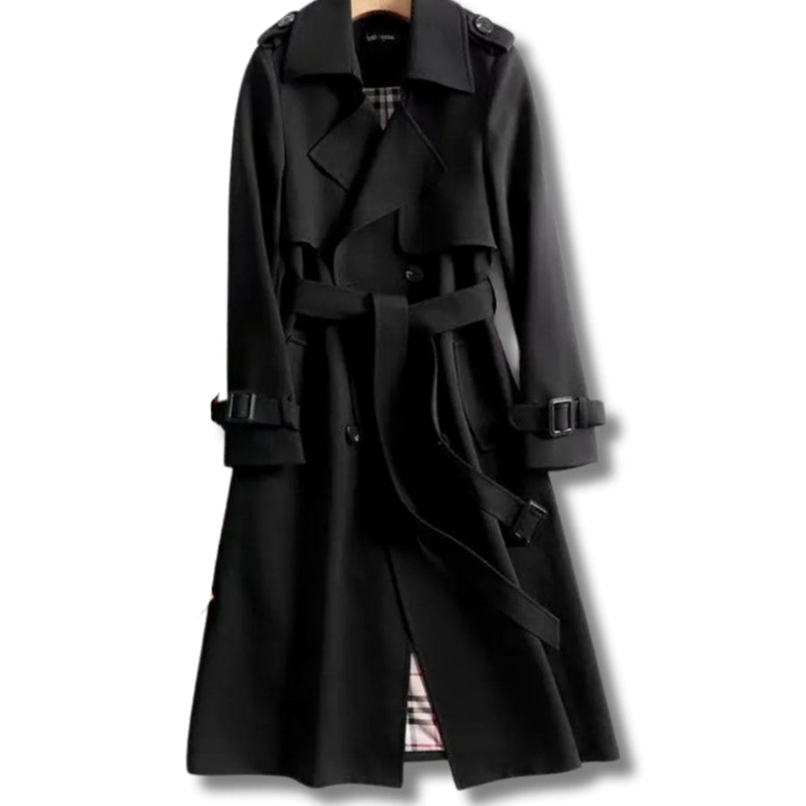 Women's Classic Belted Winter Trench Coat | Frieda in Khaki - Juana Fashion