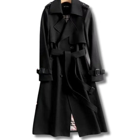 Women's Classic Belted Winter Trench Coat | Frieda in Khaki - Juana Fashion