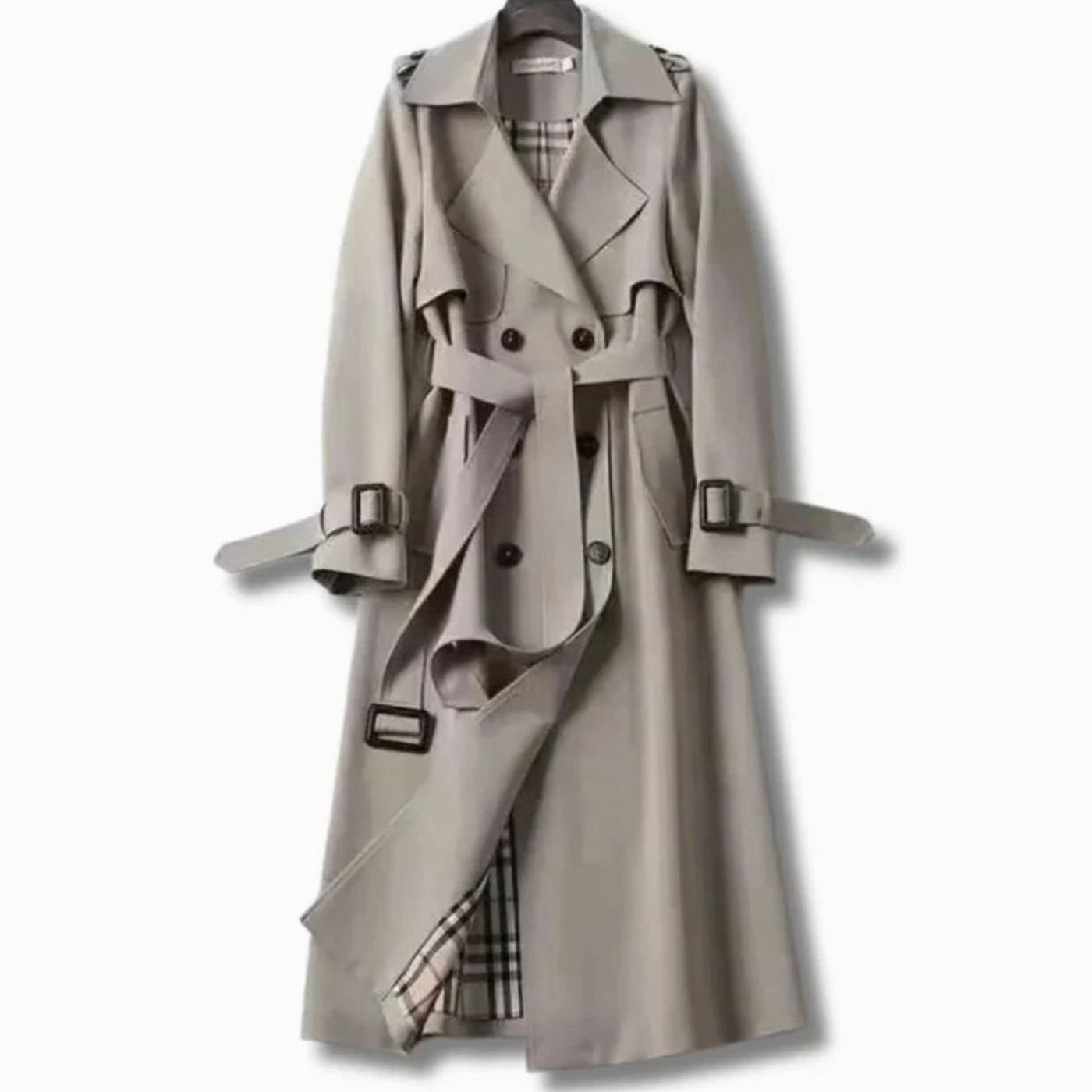 Women's Classic Belted Winter Trench Coat | Frieda in Khaki - Juana Fashion