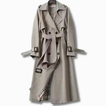 Women's Classic Belted Winter Trench Coat | Frieda in Khaki - Juana Fashion