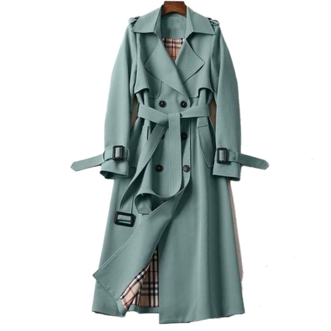Women's Classic Belted Winter Trench Coat | Frieda in Khaki - Juana Fashion