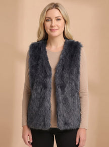 Women's Vest with Faux Fur Lining | Frieda in Gray - Juana Fashion