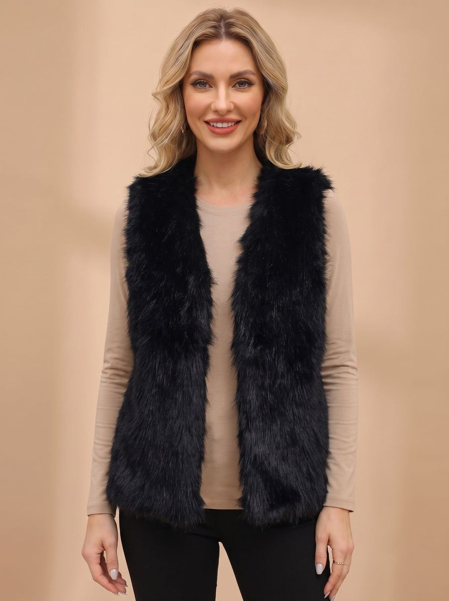 Women's Vest with Faux Fur Lining | Frieda in Gray - Juana Fashion