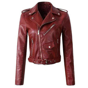 Women's Cropped Faux Leather Biker Jacket | Annika in White - Juana Fashion