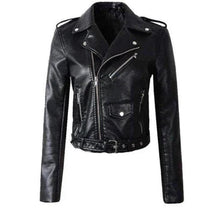 Women's Cropped Faux Leather Biker Jacket | Annika in White - Juana Fashion