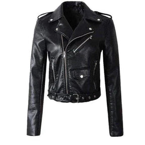 Women's Cropped Faux Leather Biker Jacket | Annika in White - Juana Fashion