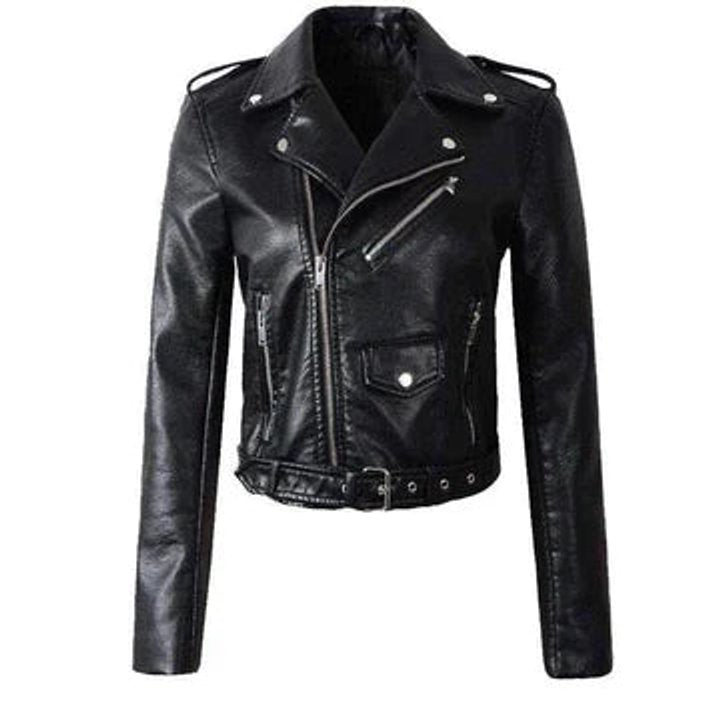 Women's Cropped Faux Leather Biker Jacket | Annika in White - Juana Fashion