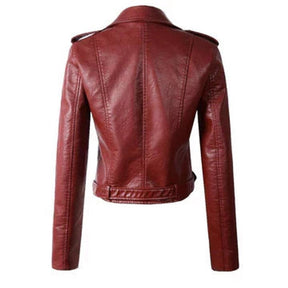 Women's Cropped Faux Leather Biker Jacket | Annika in White - Juana Fashion