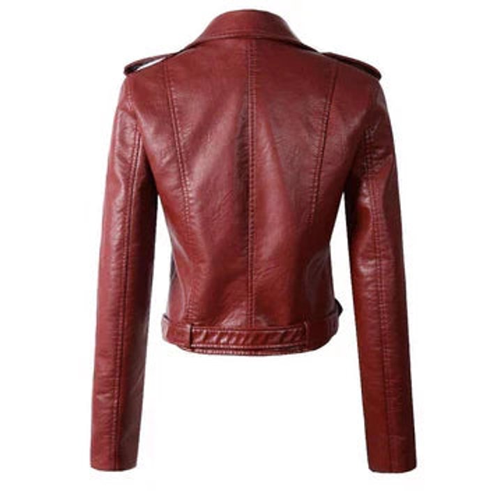 Women's Cropped Faux Leather Biker Jacket | Annika in White - Juana Fashion