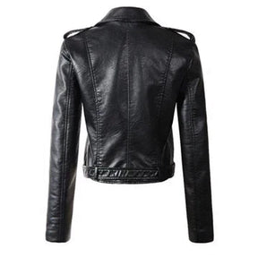Women's Cropped Faux Leather Biker Jacket | Annika in White - Juana Fashion