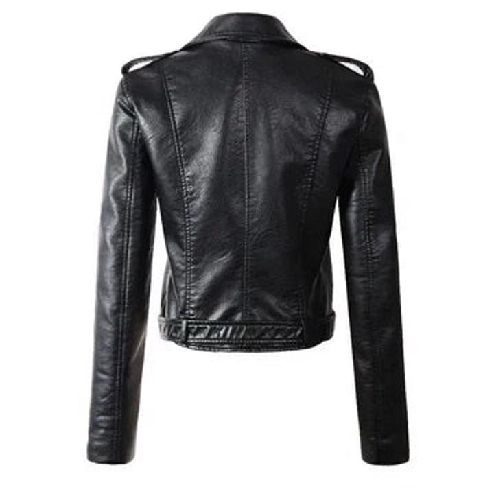 Women's Cropped Faux Leather Biker Jacket | Annika in White - Juana Fashion