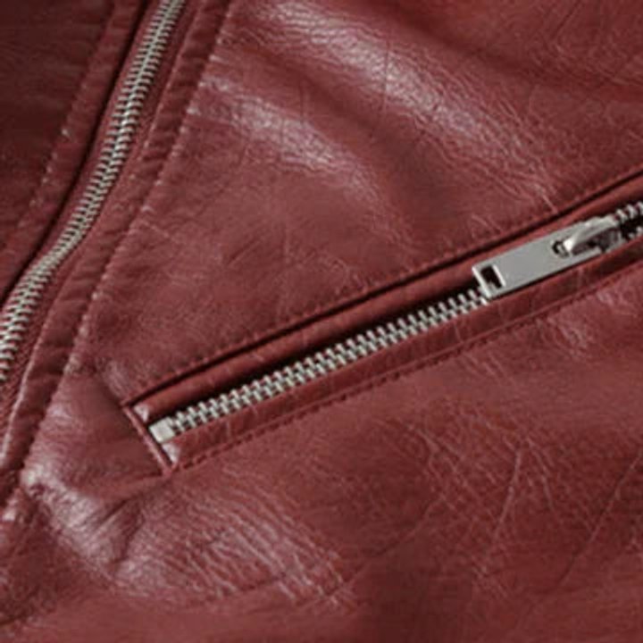 Women's Cropped Faux Leather Biker Jacket | Annika in Red - Juana Fashion
