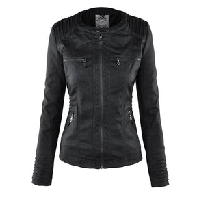 Women's Hooded Faux Leather Jacket | Annika in Black - Juana Fashion