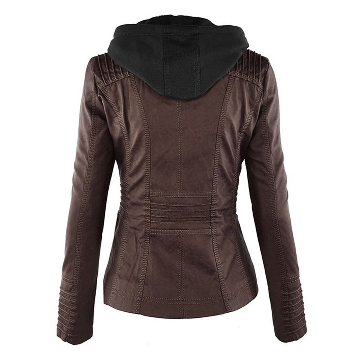 Women's Hooded Faux Leather Jacket | Annika in Black - Juana Fashion