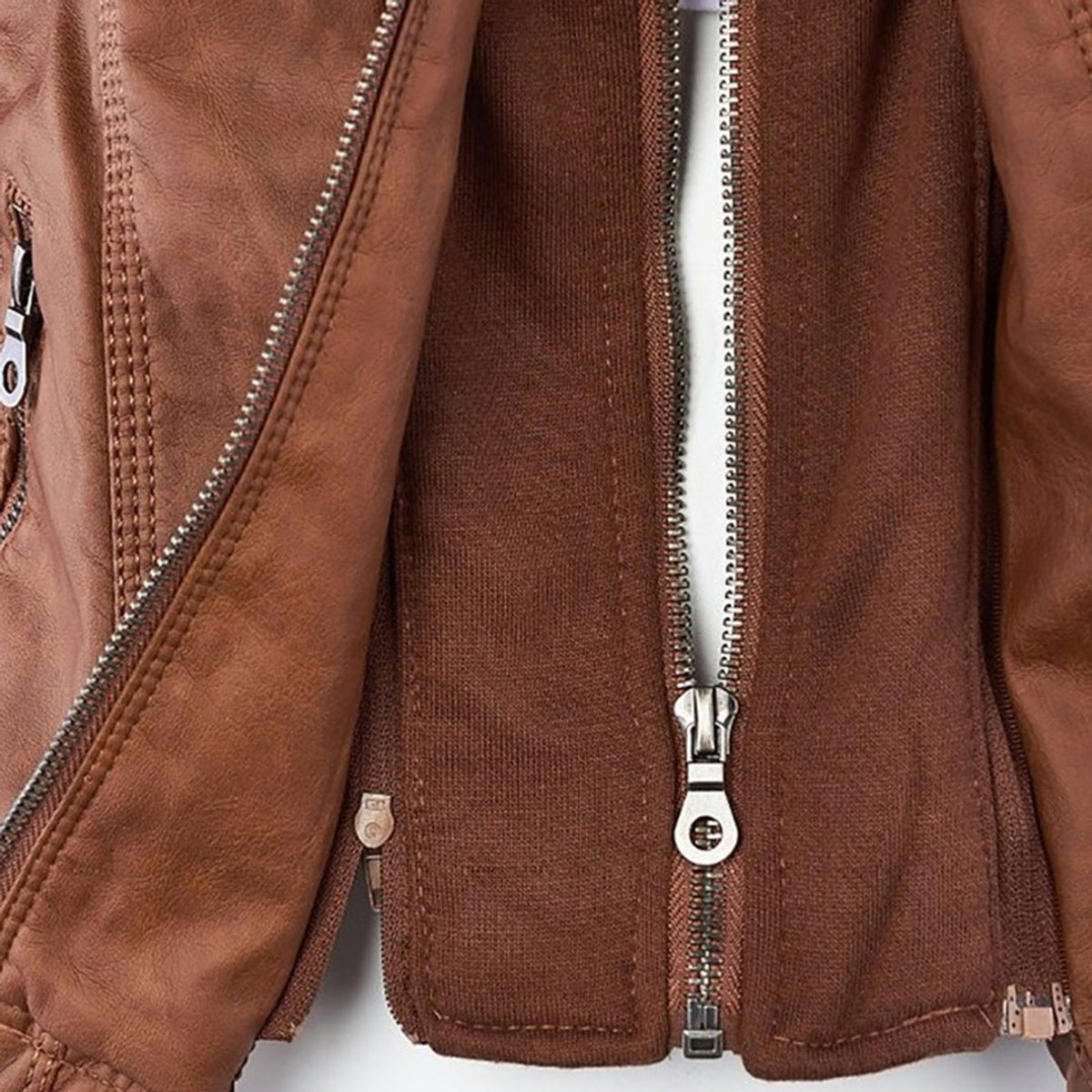 Women's Hooded Faux Leather Jacket | Annika in Brown - Juana Fashion