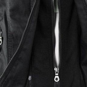 Women's Hooded Faux Leather Jacket | Annika in Brown - Juana Fashion