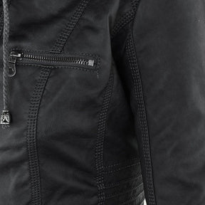 Women's Hooded Faux Leather Jacket | Annika in Brown - Juana Fashion