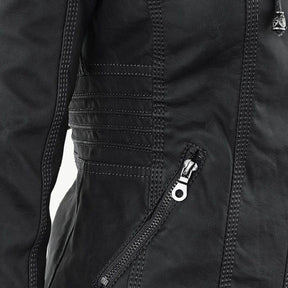 Women's Hooded Faux Leather Jacket | Annika in Brown - Juana Fashion