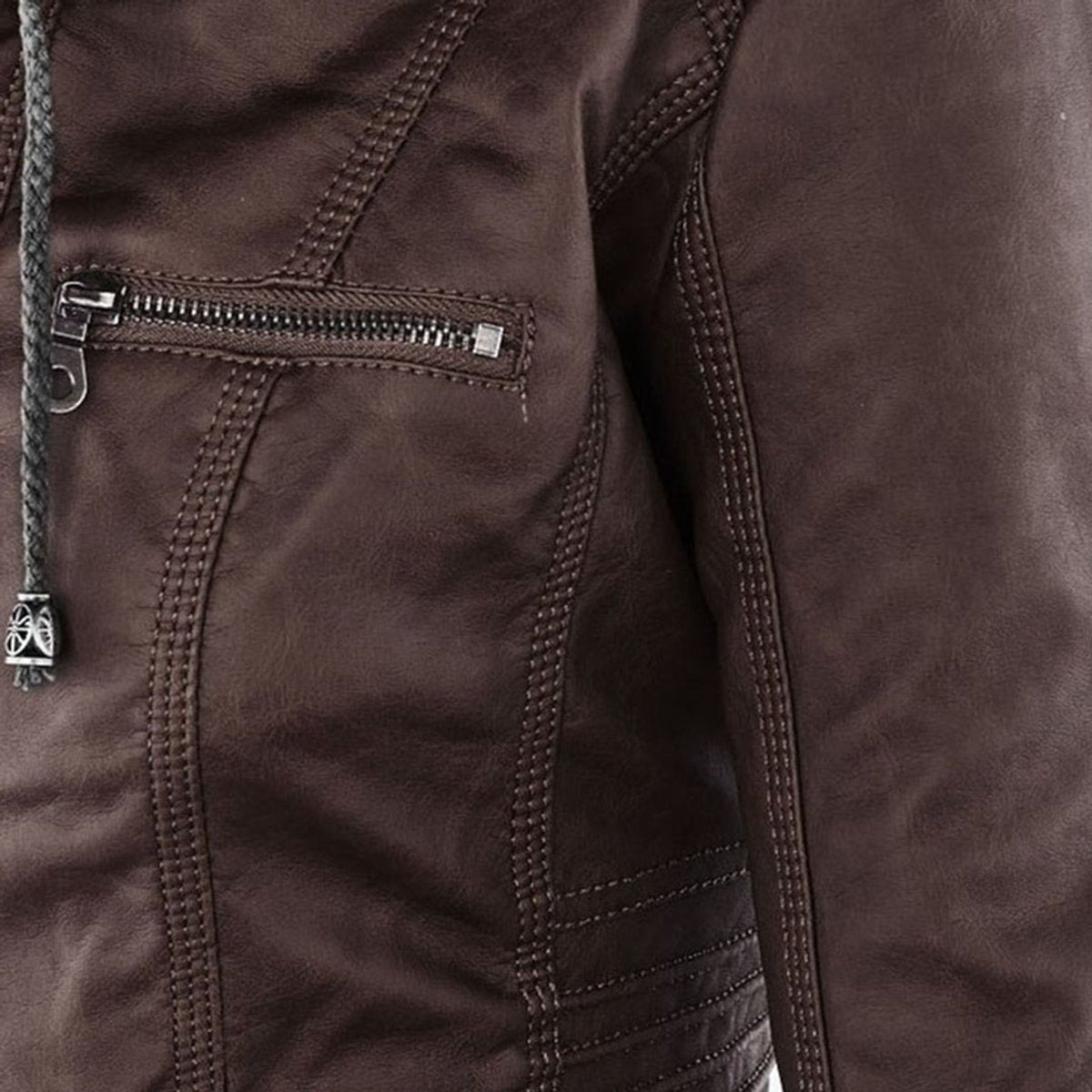 Women's Hooded Faux Leather Jacket | Annika - Juana Fashion