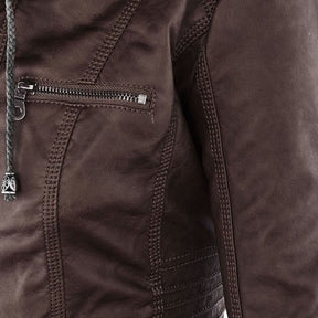 Women's Hooded Faux Leather Jacket | Annika - Juana Fashion