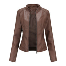 Women's Cropped Tailored Faux Leather Biker Jacket | Katharina in Beige - Juana Fashion