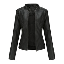 Women's Cropped Tailored Faux Leather Biker Jacket | Katharina in Beige - Juana Fashion