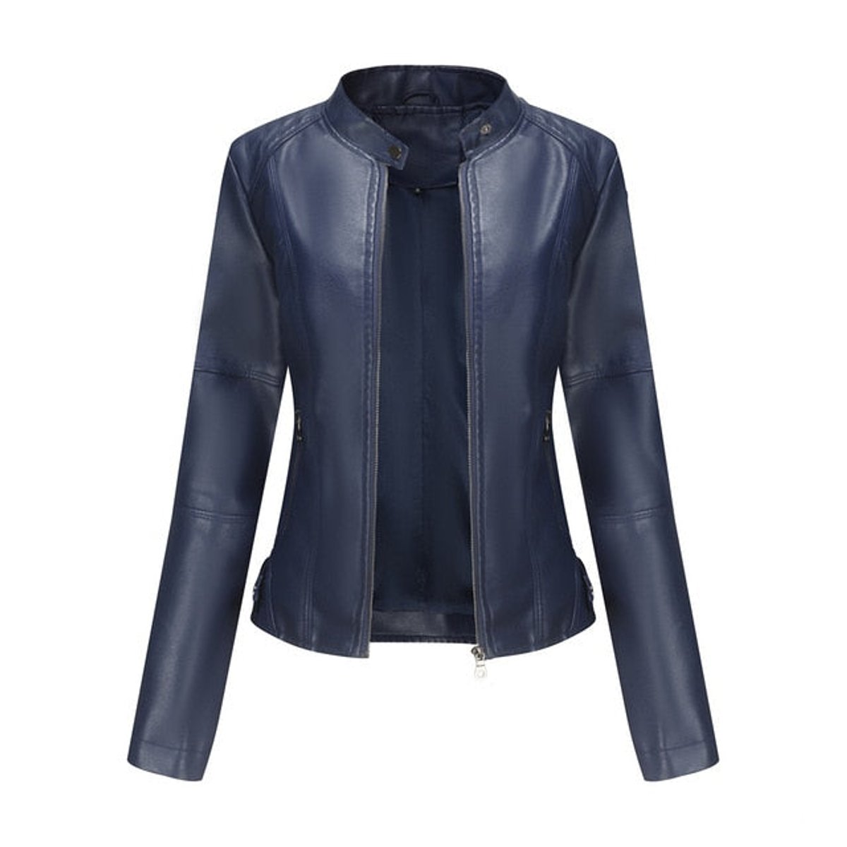 Women's Cropped Tailored Faux Leather Biker Jacket | Katharina in Beige - Juana Fashion