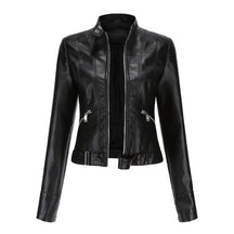 Women's Cropped Faux Leather Biker Jacket | Hannah in Black - Juana Fashion