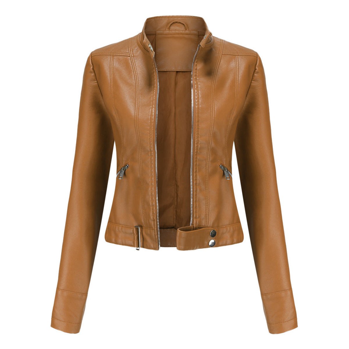 Women's Cropped Faux Leather Biker Jacket | Hannah in Black - Juana Fashion