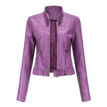 Women's Cropped Faux Leather Biker Jacket | Hannah in Black - Juana Fashion