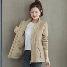 Women's Lightweight Breathable Cropped Jacket | Luisa in Khaki - Juana Fashion
