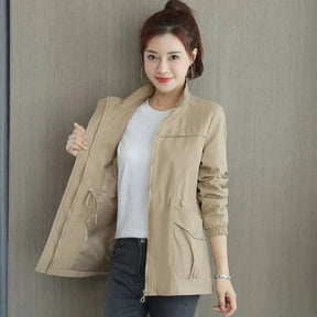 Women's Lightweight Breathable Cropped Jacket | Luisa in Khaki - Juana Fashion