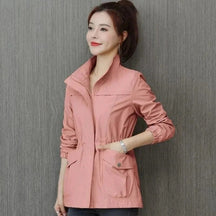 Women's Lightweight Breathable Cropped Jacket | Luisa in Khaki - Juana Fashion