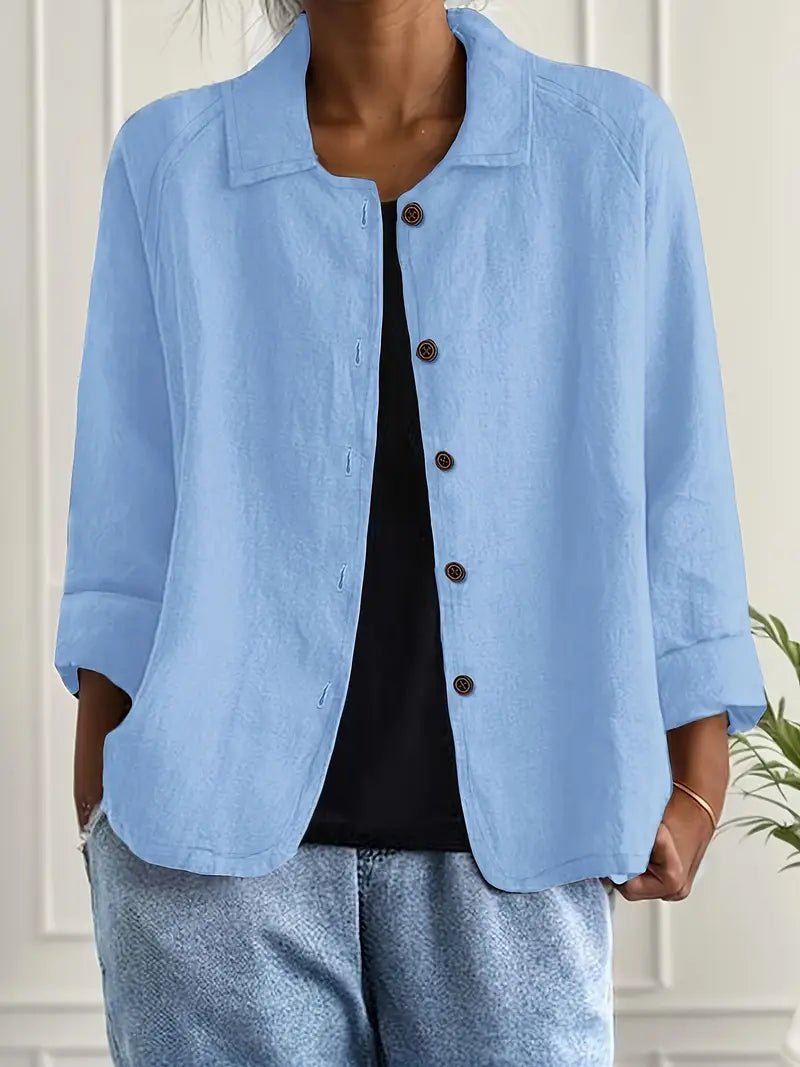 Women's Relaxed Collared Blazer | Lena in Light Blue - Juana Fashion