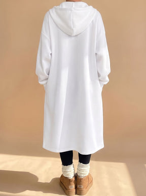 Women's Long Hooded Zip-Up Jacket | Frieda in Light Gray - Juana Fashion
