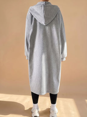 Women's Long Hooded Zip-Up Jacket | Frieda in Light Gray - Juana Fashion