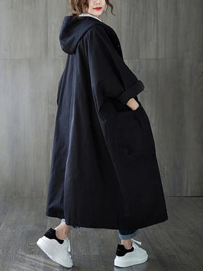 Women's Oversized Water-Repellent Hooded Trench Coat | Frieda in Beige - Juana Fashion