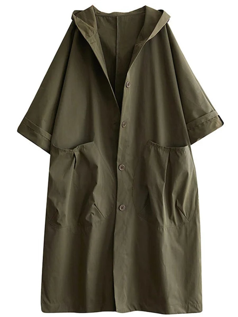 Women's Oversized Water-Repellent Hooded Trench Coat | Frieda in Beige - Juana Fashion