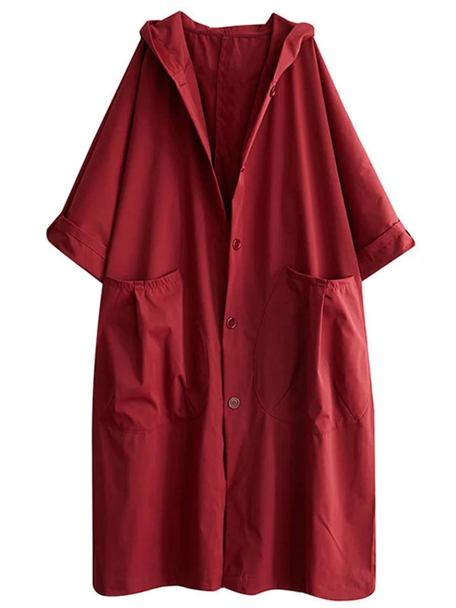 Women's Oversized Water-Repellent Hooded Trench Coat | Frieda in Beige - Juana Fashion