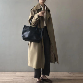 Women's Long Water-Repellent Double-Breasted Trench Coat | Marlene in Khaki - Juana Fashion