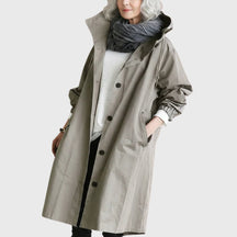 Women's Water-Repellent Hooded Trench Coat | Clara in Gray - Juana Fashion