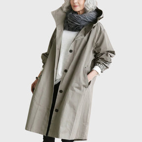 Women's Water-Repellent Hooded Trench Coat | Clara in Gray - Juana Fashion