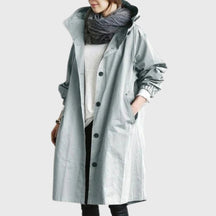 Women's Water-Repellent Hooded Trench Coat | Clara in Gray - Juana Fashion