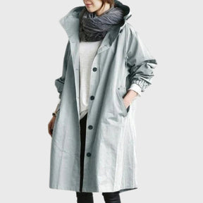Women's Water-Repellent Hooded Trench Coat | Clara in Gray - Juana Fashion